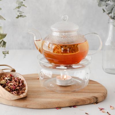 Glass teapot and warmer set 450cc for loose leaf tea - Magic T New Zealand