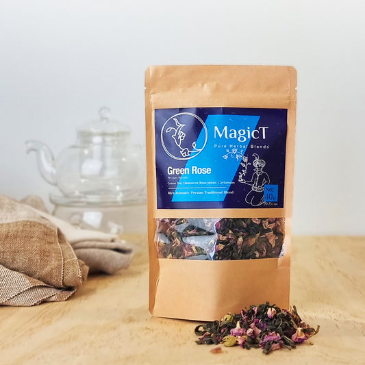 Green Rose Tea: Green tea, Rose petals, Cardamom - Magic T