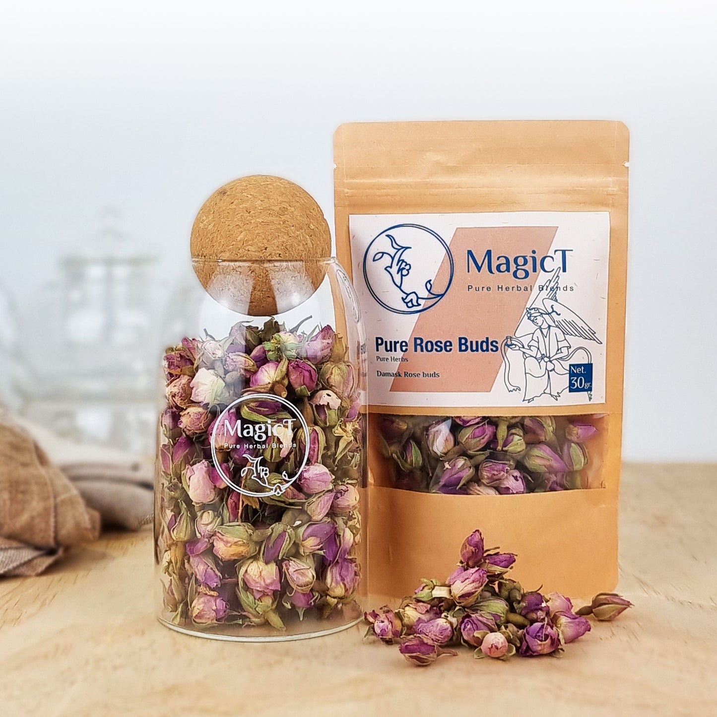 Pure Damask Rose Buds: Hand Picked, Shade Dried - Magic T